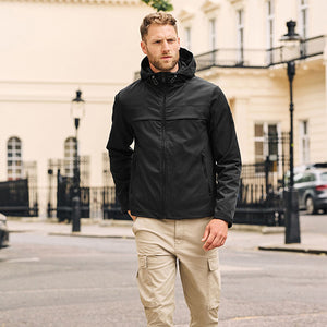 Black Hooded Shower Resistant Jacket
