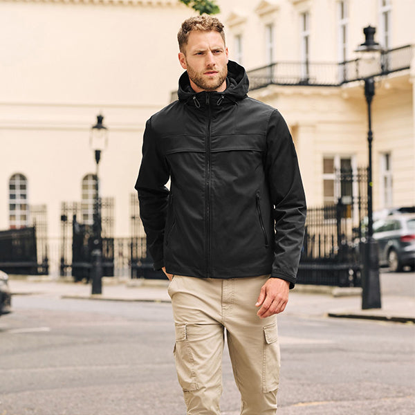 Black Hooded Shower Resistant Jacket