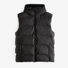 Load image into Gallery viewer, Black Shower Resistant Padded Hooded Gilet
