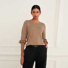 Load image into Gallery viewer, Camel Brown Crew Neck Jumper
