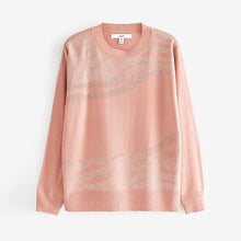 Load image into Gallery viewer, Blush Pink Animal Embellished Cosy Crew Neck Long Sleeve Jumper
