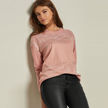 Load image into Gallery viewer, Blush Pink Animal Embellished Cosy Crew Neck Long Sleeve Jumper
