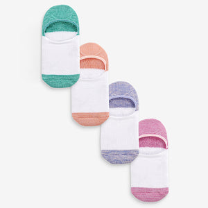 White/Pastel High Cut Invisible Trainer Socks 4 Pack