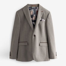 Load image into Gallery viewer, Taupe Natural Trimmed Herringbone Suit Jacket
