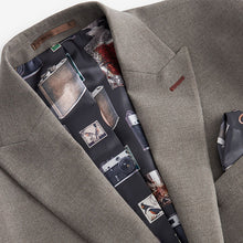 Load image into Gallery viewer, Taupe Natural Trimmed Herringbone Suit Jacket
