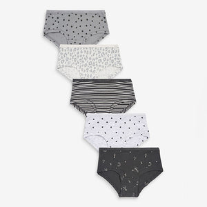 Grey Hearts Hipster Briefs 5 Pack