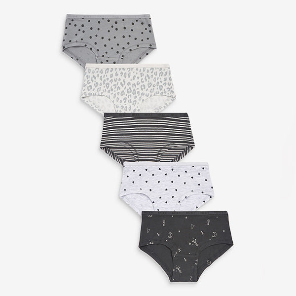Grey Hearts Hipster Briefs 5 Pack