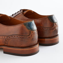 Load image into Gallery viewer, Dark Tan Brown Leather Oxford Wing Cap Brogue Shoes
