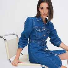 Load image into Gallery viewer, Mid Blue Denim Regular Fit Shirt Dress
