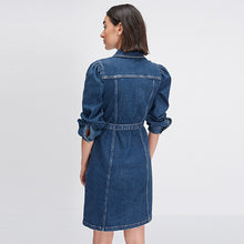 Load image into Gallery viewer, Mid Blue Denim Regular Fit Shirt Dress
