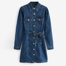 Load image into Gallery viewer, Mid Blue Denim Regular Fit Shirt Dress
