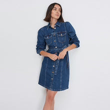 Load image into Gallery viewer, Mid Blue Denim Regular Fit Shirt Dress
