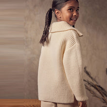 Load image into Gallery viewer, Ecru White Half Zip Boxy Jumper (3-12yrs)
