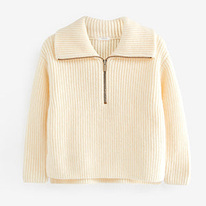 Ecru White Half Zip Boxy Jumper (3-12yrs)