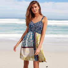 Load image into Gallery viewer, Spliced Multi Print Summer Cami Mini Dress
