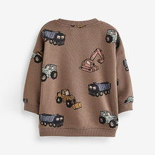 Load image into Gallery viewer, Brown Digger Oversized All-Over Printed Character Sweatshirt (3mths-6yrs)
