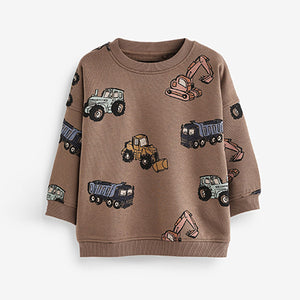 Brown Digger Oversized All-Over Printed Character Sweatshirt (3mths-6yrs)