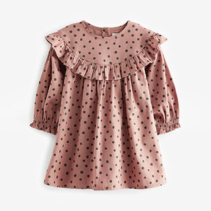 Pink Spot Ruffle Dress And Tights Set (3mths-6yrs)