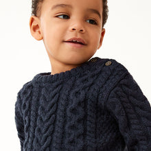 Load image into Gallery viewer, Navy Blue Cable Crew Jumper (3mths-6yrs)
