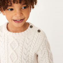 Load image into Gallery viewer, Ecru Cream Cable Crew Jumper (3mths-5yrs)
