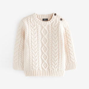 Ecru Cream Cable Crew Jumper (3mths-5yrs)