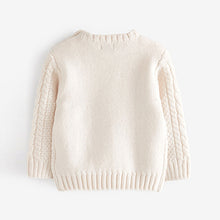 Load image into Gallery viewer, Ecru Cream Cable Crew Jumper (3mths-5yrs)
