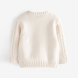 Ecru Cream Cable Crew Jumper (3mths-5yrs)