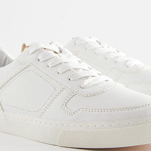 White Lace Up Low Trainers