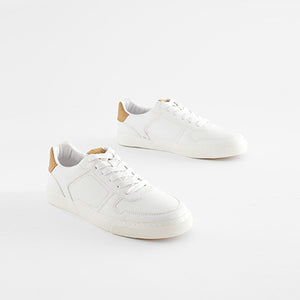 White Lace Up Low Trainers