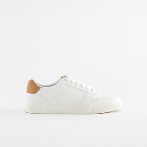 White Lace Up Low Trainers