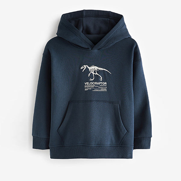 Navy Blue Dinosaur Graphic Hoodie (3-12yrs)