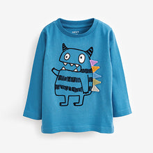 Load image into Gallery viewer, Cobalt Blue Monster Long Sleeve Character T-Shirt (3mths-6yrs)
