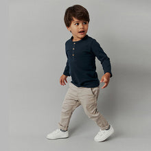 Load image into Gallery viewer, Navy Long Sleeve Henley Neck T-Shirt (3mths-6yrs)
