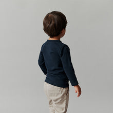 Load image into Gallery viewer, Navy Long Sleeve Henley Neck T-Shirt (3mths-6yrs)
