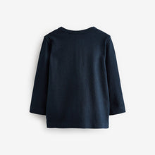 Load image into Gallery viewer, Navy Long Sleeve Henley Neck T-Shirt (3mths-6yrs)
