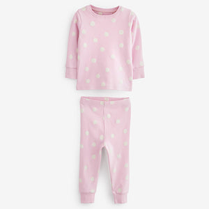 Pink/White Heart, Spot And Star Pyjamas 3 Pack (9mths-8yrs)