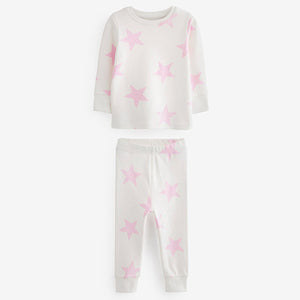 Pink/White Heart, Spot And Star Pyjamas 3 Pack (9mths-8yrs)