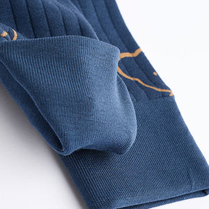 Navy/Tan Bear Baby Footless Zipped 100% Cotton Sleepsuits 3 Pack (0mths-2yrs)