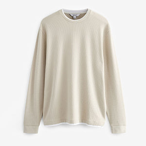 Neutral Long Sleeve Mock Layer T-Shirt