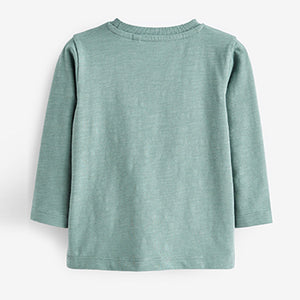 Mineral Blue Long Sleeve Plain T-Shirt (3mths-6yrs)