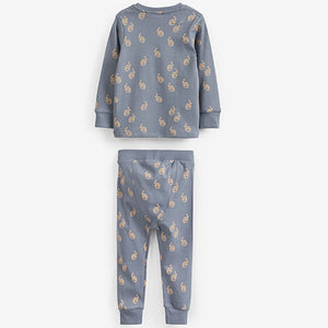 Blue Dinosaur Print 100% Cotton Long Sleeve 3 Pack Pyjamas Set (9mths-6yrs)