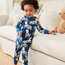 Load image into Gallery viewer, Blue Zebra Print Snuggle Pyjamas (9mths-6yrs)
