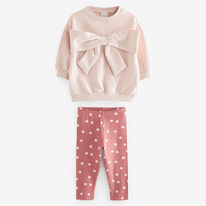 Pink Bow Sweatshirt & Leggings Set (3mths-6yrs)