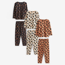 Load image into Gallery viewer, Black/Brown Animal Print Jogger 100% Cotton Pyjamas 3 Pack (5-12yrs)
