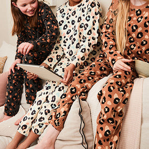 Black/Brown Animal Print Jogger 100% Cotton Pyjamas 3 Pack (5-12yrs)