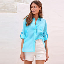 Load image into Gallery viewer, Blue Casual D-Ring Detail Utility Shirt
