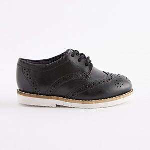 Black Leather Brogue Shoes (Younger Boys)