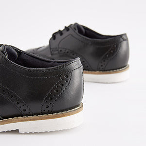 Black Leather Brogue Shoes (Younger Boys)