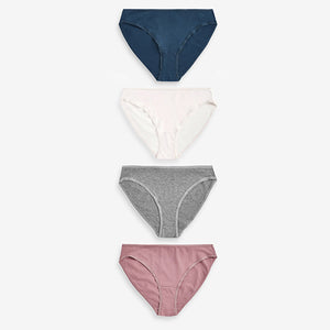 Plum Purple/Grey/Navy Blue Cotton Rich Knickers 4 Pack