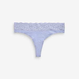 Pink/Purple/Cream Thong Cotton and Lace Knickers 4 Pack